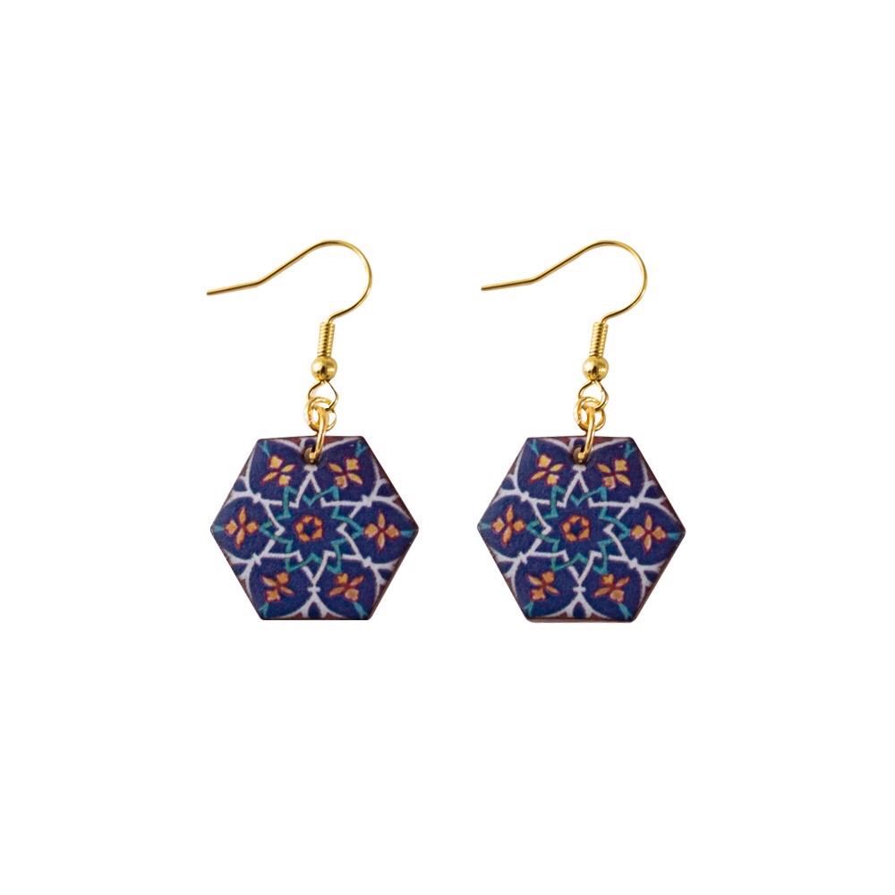 Bespoke earrings featuring Iran Tile designs 